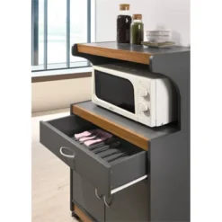 Microwave Kitchen Cart In Gray Oak - Hodedah -Restaurant Furniture Store GUEST 181ca55c d333 45c7 ab25 1985a5f47901