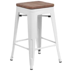 Merrick Lane Backless Metal Dining Stool With Wooden Seat For Indoor Use -Restaurant Furniture Store GUEST 187d7199 9d41 4c7f ab7a 5b6fc3d1afbb