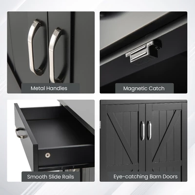 Costway Kitchen Island Cart Rolling Utility Trolley Stainless Steel Top Wine Rack 10 Costway Kitchen Island Cart Rolling Utility Trolley Stainless Steel Top Wine Rack - Image 8