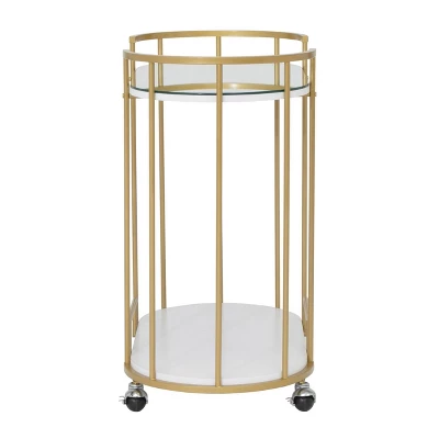 Pavillion 2 Tier Oval Bar Serving Cart Shelves With Glass Mirror Gold - Studio Designs 11 Pavillion 2 Tier Oval Bar Serving Cart Shelves With Glass Mirror Gold - Studio Designs - Image 9
