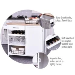 HOMCOM 4-Tier Rolling Kitchen Island Utility Trolley Serving Cart Kitchen Storage Cart W/ Butcher Block Countertop, Drawer -Restaurant Furniture Store GUEST 1b65d270 c02d 409b 8904 8592ce34dd39