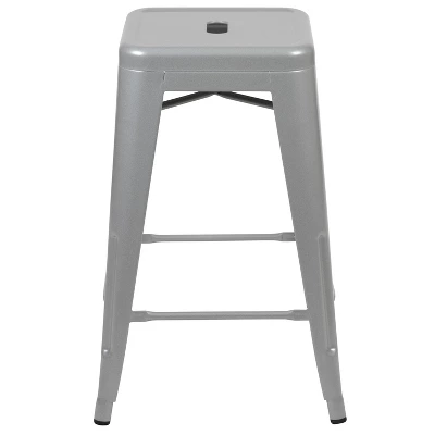 Emma And Oliver 4 Pack 24" High Metal Indoor Counter Bar Stool - Stackable Stool 11 Emma And Oliver 4 Pack 24" High Metal Indoor Counter Bar Stool - Stackable Stool - Image 9