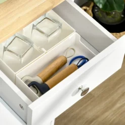 HOMCOM Modern Sideboard With Drawers, Buffet Table With Storage Cabinets, Rubberwood Top And Adjustable Shelves For Living Room, Kitchen, White -Restaurant Furniture Store GUEST 1c4588db b596 4016 8764 13661600e717