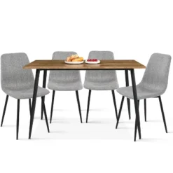 Charls+Bingo 5-Piece Metal Legs And 4 Upholstered Chairs Modern Rectangular Dining Table Furniture Set-The Pop Maison -Restaurant Furniture Store GUEST 1dfe412d dc79 4669 a5f4 816d9bb84aa8