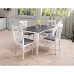5pc Michigan Two Tone Wood Dining Set Gray/White - CorLiving