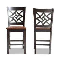 2pc Nicolette Two-Toned Wood Counter Height Barstools Brown/Walnut - Baxton Studio