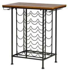 HOMCOM 24-Bottle Industrial Modern Wine Rack Table, Freestanding 6 Tier Wine Bottle Organizer With Glass Stemware Holder , Natural / Black -Restaurant Furniture Store GUEST 1f3f1847 1431 4d52 ae82 e932e5bf1056