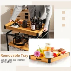 Costway 3-Tier Kitchen Cart Island Rolling Rack Serving Trolley Detachable Top & Glass Holder -Restaurant Furniture Store GUEST 1f7c9046 a0fa 4b4f 8813 04b1e0da5a83
