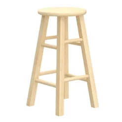 PJ Wood Classic Round-Seat 24" Tall Kitchen Counter Stools For Homes, Dining Spaces, And Bars With Backless Seats, 4 Square Legs, Natural (Set Of 8) -Restaurant Furniture Store GUEST 1fa1c01a e1ae 4479 8888 7b91efb4a712