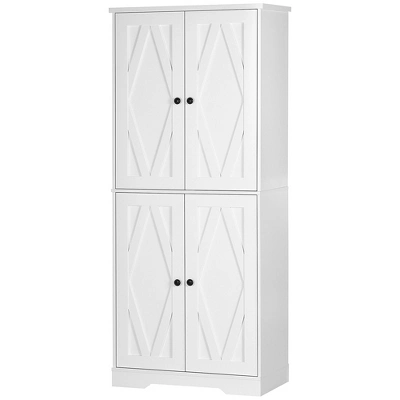 HOMCOM 70.75" Farmhouse Tall Kitchen Pantry Storage Cabinet, Freestanding Cabinets With Doors And Shelves, Kitchen Shelf Storage With 4 Tiers, White 5 HOMCOM 70.75" Farmhouse Tall Kitchen Pantry Storage Cabinet, Freestanding Cabinets With Doors And Shelves, Kitchen Shelf Storage With 4 Tiers, White - Image 3