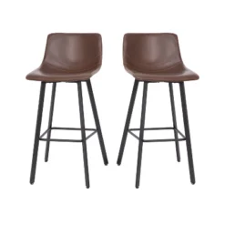 Emma And Oliver Set Of Two 30" Modern Upholstered Barstools, Matte Metal Frames And Plastic Floor Glides -Restaurant Furniture Store GUEST 200edd9a 8c39 4153 bf64 116d380f316d