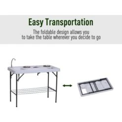 Outsunny Portable Folding Camping Table With Sink, Faucet, Dual Stainless Steel Basins, And Accessories For Fish Cleaning, 50" 14 Outsunny Portable Folding Camping Table With Sink, Faucet, Dual Stainless Steel Basins, And Accessories For Fish Cleaning, 50" -Restaurant Furniture Store GUEST 20a98936 571b 4bdd b097 d6c22883bcdd