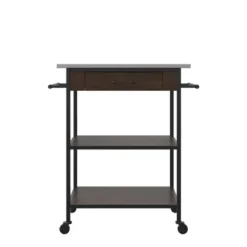 Reida Industrial Kitchen Cart Brown - Room & Joy -Restaurant Furniture Store GUEST 20f0af45 7f79 4698 b421 e49300351f42