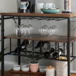 Austin Wine Cart Brown/Black - Linon -Restaurant Furniture Store GUEST 21132826 80d3 466a 868f 5506c822d82a