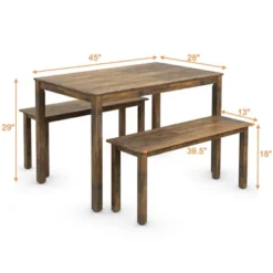 3pcs Dining Set Modern Studio Collection Table With 2 Benches Wood Legs Coffee -Restaurant Furniture Store GUEST 2194d155 2f27 43a0 934f aa3d8ca066ac