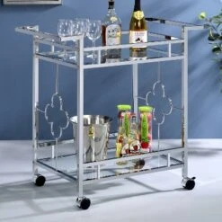 Buncrana Glass Top Serving Cart Chrome - MiBasics
