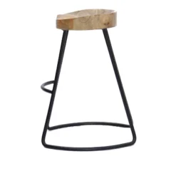 Wooden Saddle Seat Barstool Brown And Black - The Urban Port