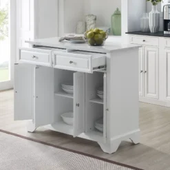 Avery Kitchen Island/Cart Distressed White/White Marble - Crosley -Restaurant Furniture Store GUEST 22207682 1dd7 46c2 93e3 e549d094b4a1