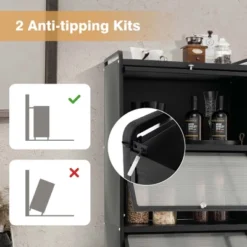 Costway 5-Tier Kitchen Baker's Rack Storage Cabinet Mobile Microwave Stand Flip-up Doors 18 Costway 5-Tier Kitchen Baker's Rack Storage Cabinet Mobile Microwave Stand Flip-up Doors -Restaurant Furniture Store GUEST 23282a11 380d 485c 8584 b76d1dd2b40a