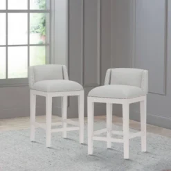 Set Of 2 26" Bronn Non Swivel Counter Height Barstools White /Silver - Hillsdale Furniture