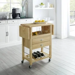 Bristol Double Drop Leaf Kitchen Cart Natural - Crosley -Restaurant Furniture Store GUEST 242a3cca 94d5 4f5e 90ec 7ab8c1f37ec8