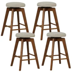 Costway Set Of 2 Swivel Bar Stools Upholstered Counter Height Chairs With Rubber Wood Legs -Restaurant Furniture Store GUEST 2468da58 20b0 4772 8153 812a1fec66f9