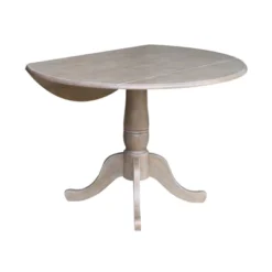 Nathaniel Round Dual Drop Leaf Pedestal Table Gray Taupe - International Concepts -Restaurant Furniture Store GUEST 26239f2d 4c01 4570 99c5 aab67786d9bb