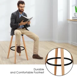 Costway Set Of 2 Mid Century Barstool 28.5" Dining Pub Chair W/Leather Padded Seat White -Restaurant Furniture Store GUEST 2685434a 9273 49ee 8ad6 447c42254c7c