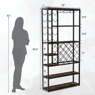 Costway Industrial Wine Rack Multi-purpose Freestanding Bakers Rack With Glass Holder 5 Costway Industrial Wine Rack Multi-purpose Freestanding Bakers Rack With Glass Holder - Image 3