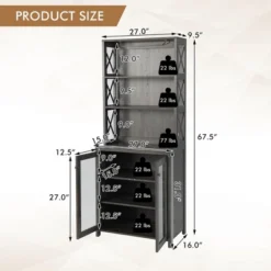 Costway Tall Freestanding Bar Cabinet Kitchen Buffet W/ Glass Holder & Adjustable Shelf -Restaurant Furniture Store GUEST 27d31bac 266f 44ee bc87 7ef99b06f185