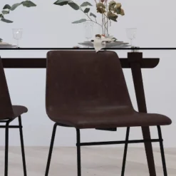 Set Of 2 Faux Leather Bucket Seat Dining Chairs With Frame - Merrick Lane