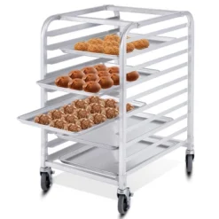 Costway 10 Sheet Aluminum Bakery Rack Silver Commercial Cookie Bun Pan Kitchen W/Wheel -Restaurant Furniture Store GUEST 28994d47 6e9e 4c09 a21c fb20416dbb34