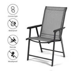 Costway Set Of 4 Outdoor Patio Folding Chairs Camping Deck Garden Pool Beach W/Armrest -Restaurant Furniture Store GUEST 28a44ae1 943c 494e ba53 ec4984a60854