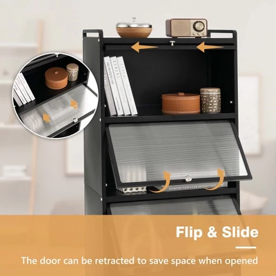 Costway 5-Tier Kitchen Baker's Rack Storage Cabinet Mobile Microwave Stand Flip-up Doors 7 Costway 5-Tier Kitchen Baker's Rack Storage Cabinet Mobile Microwave Stand Flip-up Doors - Image 5