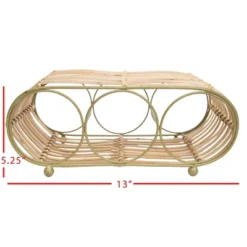 Wrapped Brass Metal & Rattan Wine Bottle Holder - Foreside Home & Garden -Restaurant Furniture Store GUEST 299e1527 4974 42bb bac3 338c5b20b630