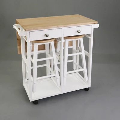 Square Hardwood Drop Leaf Table Top Breakfast Cart Natural/White - Flora Home 18 Square Hardwood Drop Leaf Table Top Breakfast Cart Natural/White - Flora Home - Image 16