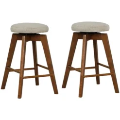 Costway Set Of 2 Swivel Bar Stools Upholstered Counter Height Chairs With Rubber Wood Legs -Restaurant Furniture Store GUEST 2b936e3d c95b 4caa 8560 e3319f1c0ff7