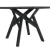 54" Venus Round Mid-Century Modern Dining Table Black Marble - Armen Living