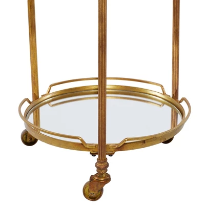 Traditional Iron And Mirrored Bar Cart Brass - Olivia & May 8 Traditional Iron And Mirrored Bar Cart Brass - Olivia & May - Image 6