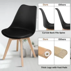 Costway Set Of 4 Dining Chair Mid Century Modern Shell PU Seat W/ Wood-Leg White -Restaurant Furniture Store GUEST 2c9d41a8 1589 4618 a1f0 a6625ad8284f