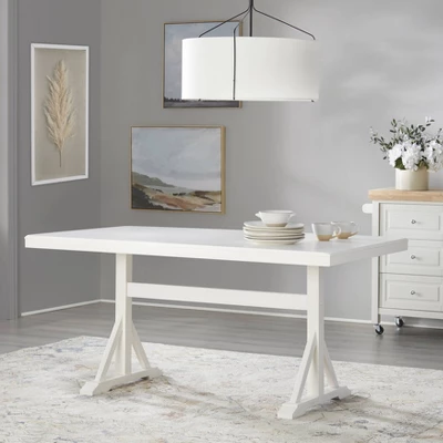 Miller Rectangular Trestle Base Dining Table White - Lifestorey 3 Miller Rectangular Trestle Base Dining Table White - Lifestorey