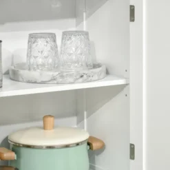 HOMCOM 63" Small Buffet With Hutch, 4-Door Kitchen Pantry, Freestanding Storage Cabinet With Adjustable Shelf For Dining Room, Living Room, White -Restaurant Furniture Store GUEST 2e4a6638 c76d 48ed a491 5bc850b01433