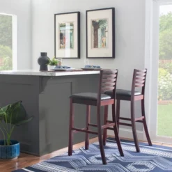 30" Torino Ladder Back Barstool Upholstered Seat - Espresso Wood - Linon -Restaurant Furniture Store GUEST 2e6cb5fd 4c93 4555 8c1b 85ea6c70a19c