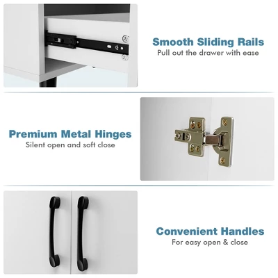 Costway Mid Century Storage Cabinet Accent Buffet Sideboard Entryway Kitchen White Brown 6 Costway Mid Century Storage Cabinet Accent Buffet Sideboard Entryway Kitchen White Brown - Image 4