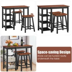 Costway 3-Piece Counter Height Dining Table Set W/2 Saddle Stools&Storage Shelves Walnut -Restaurant Furniture Store GUEST 2eab0bf7 88ed 479a 9d07 77f3c09cf620
