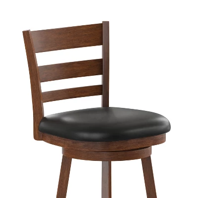 Merrick Lane 24" Classic Wooden Ladderback Swivel Counter Height Stool With Upholstered Padded Seat And Integrated Footrest 9 Merrick Lane 24" Classic Wooden Ladderback Swivel Counter Height Stool With Upholstered Padded Seat And Integrated Footrest - Image 7