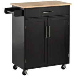 HOMCOM Kitchen Island Cart Rolling Trolley Cart With Drawer, Storage Cabinet & Towel Rack -Restaurant Furniture Store GUEST 304a6ea5 a108 4c61 92ea 3d664919accf