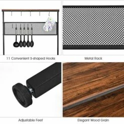 Costway 4-Tier Kitchen Bakers Rack Microwave Oven Stand Industrial W/Hooks & Mesh Panel -Restaurant Furniture Store GUEST 305d9aea b7a1 4f51 93bb 610ac3d83c4d