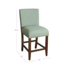 24" Upholstered Counter Height Barstool With Nailheads - HomePop