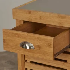 Kenta Bamboo Kitchen Cart With Stainless Steel Top Natural - Boraam -Restaurant Furniture Store GUEST 31ca3828 013d 43ad aec1 8430597522f2